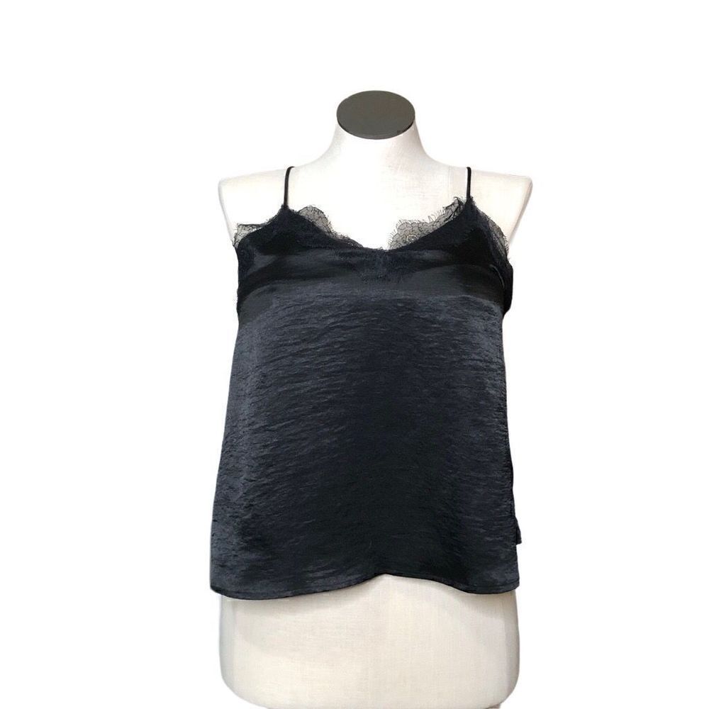 Bohme Tank Womens M Black Lace Trim Spaghetti Strap Layering Piece Fairy Goth Pu